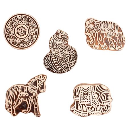 Set of 5 Piece New Mix Wooden Printing Block